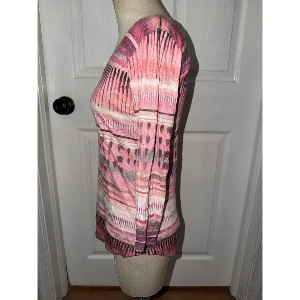 David Cline Women's Crushed Layered Look Tee Long Sleeve Size XS Multi Orchid